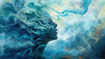 person in a dream surrounded by whispering winds, each voice offering advice for upcoming decisions