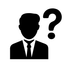 Man with Question Mark icon vector graphics element silhouette sign symbol illustration on a Transparent Background