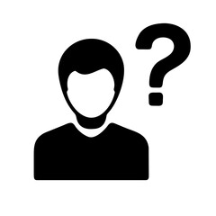 Man with Question Mark icon vector graphics element silhouette sign symbol illustration on a Transparent Background