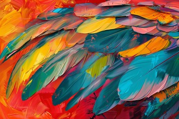 Obraz premium Kaleidoscope Wings: Abstract Parrot Feathers in a Vivid Color Palette