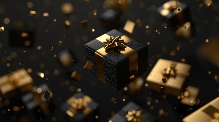 Creative composition of festive present boxes