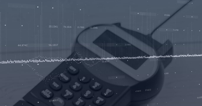 Image of data processing over calculator - Powered by Adobe