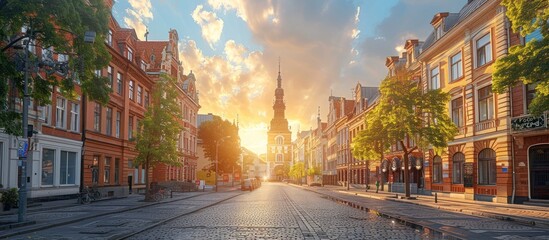 Riga Cathedral church In sunny summer Day. - obrazy, fototapety, plakaty