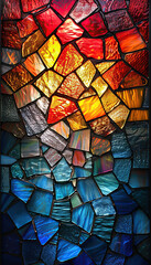 Colorful stained-glass window in the church. Abstract background and texture