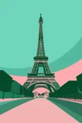 Fotobehang Eiffel tower illustration in vectorial © Alghas