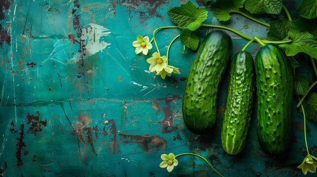 vibrant green cucumbers freshly harvested from organic farm food photography