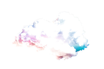 Pastel dreamy color cloud formation on white background.