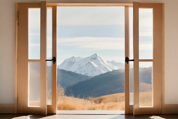 window in the mountains