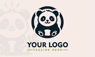 Panda vector logo vector Panda Minimalis logo for Small Business Branding Identity