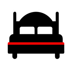 Bed icon vector graphics element silhouette sign symbol illustration on a Transparent Background