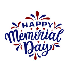 Happy Memorial day. Hand lettering text isolated on white background. Vector typography for posters, greeting cards, banners, flyers - 785618354