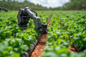 Autonomous robotics in agriculture. Robotic arms work in the agricultural sector.