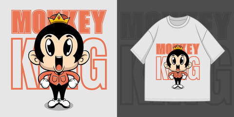 Monkey King T-Shirt Printing Design Apparel With T-Shirt Mockup Design