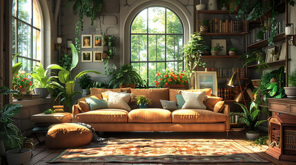 a livingroom in comic style 