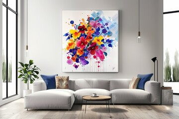 Modern Home Interior Featuring Abstract Floral Canvas Art