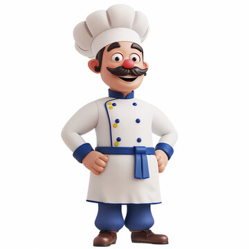 Cartoon 3d of chef isolated on white