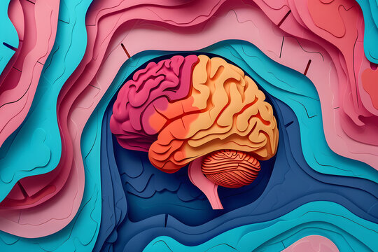 background with paper cut layer human brain