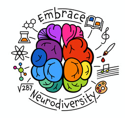 Brain symbol composed of a vibrant spectrum of colors.