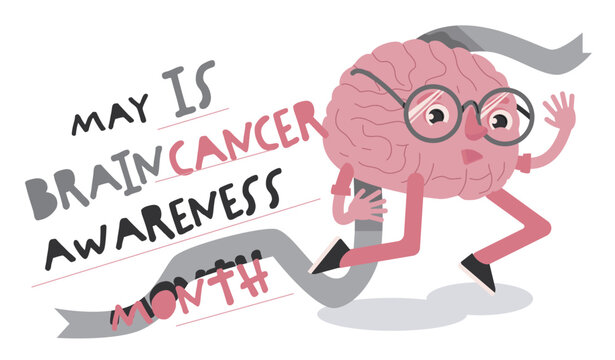 Cerebral carcinoma, adenocarcinoma national month. Malignant brain growth poster.