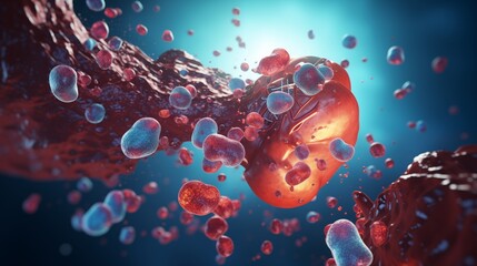 Liver damage such as Fatty liver, Fibrosis, Cirrhosis, and Liver cancer. 3d illustration. - obrazy, fototapety, plakaty