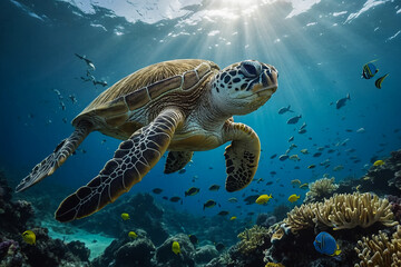 "Vivid Marine Life in a Tropical Reef"