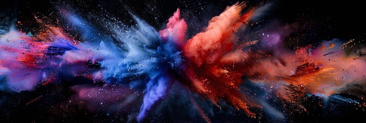 Color Powder Burst Frame, Colored Splash, Colorful Explosion and Frame, Abstract Generative AI Illustration