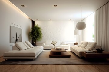 Interior of modern living room with white sofa
