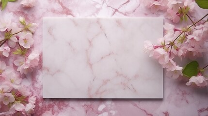 Marbled Surface With Pink Flowers
