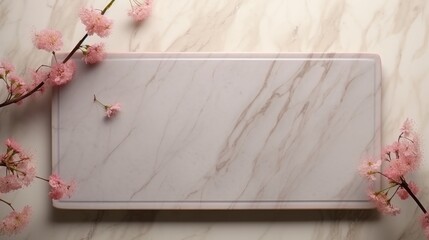 Marble Cutting Board With Pink Flowers