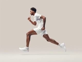 Man Running in White Shirt and Shorts