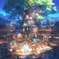 Explore the Majestic Library Hidden in the Heart of a Mystical Tree, an Otherworldly Destination for Book Lovers and Dreamers Alike.