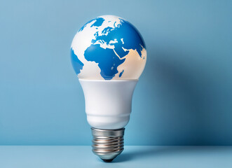 3d render illustration of a light bulb with the world globe earth planet inside it