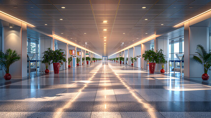 Modern Paved Concourse,
Business people walking in the hallway of a business center.
