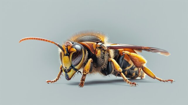 Close-up view of a detailed bee anatomy - This image showcases the intricate details and fascinating textures of bee anatomy in a close-up view