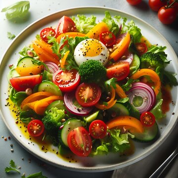 Introducing a tantalizing stock photo of a gourmet salad that's as beautiful as it is delicious