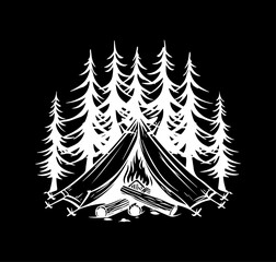 Zelt Camp Camper Vektor Wald