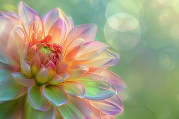 Vibrant Iridescent Dahlia Flower Close-Up with Dreamy Bokeh Background