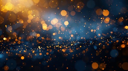 Elegant Navy and Gold Bokeh Lights for Festive Background Generative AI