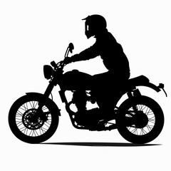 Fototapeta na wymiar vector silhouette of a motorcyclist in a motorcycle white background .Generative AI