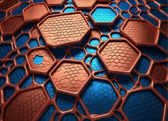 background with Blue and orange Hexagons