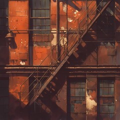 Vintage Rusty Fire Escape: Industrial Chic for your Project