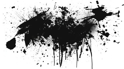 Grunge black ink splatter and brush strokes for artistic design with dirty stain and spray elements - obrazy, fototapety, plakaty