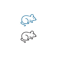 a drawing of a rat with a blue tail and a white background.