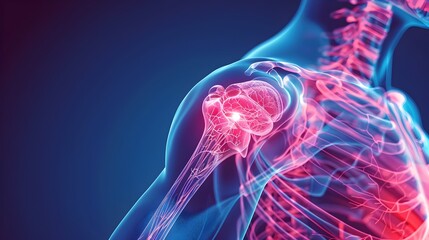 Comprehensive Medical Style of Inflamed Shoulder Mechanism Showcasing Swollen Tissues Impinged Joints and Potential Sources of Pain