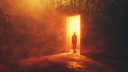 dream where a person walks through mystical doorway and emerges into a world of their deepest desires and fantasies, the breakthrough moments in therapy and the journey towards self-discovery