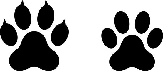 Cat and dog paw prints icons vector image. The paw print saddles of the canine and kitty families. Animal print clip art.