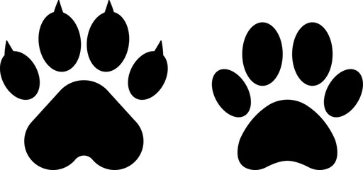 Cat and dog paw prints icons vector image. The paw print saddles of the canine and kitty families. Animal print clip art.