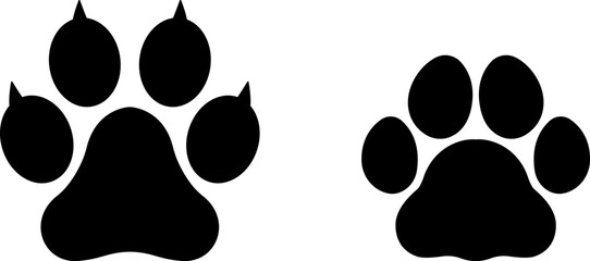Cat and dog paw prints icons vector image. The paw print saddles of the canine and kitty families. Animal print clip art.