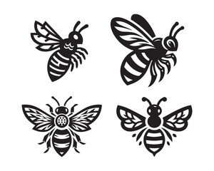bee silhouette vector icon graphic logo design