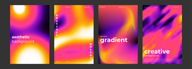Thermal map abstract gradient cold and warm color background with infrared blurred pattern. Retro faded acid neon social media poster, stories highlight templates for digital marketing for stories - obrazy, fototapety, plakaty